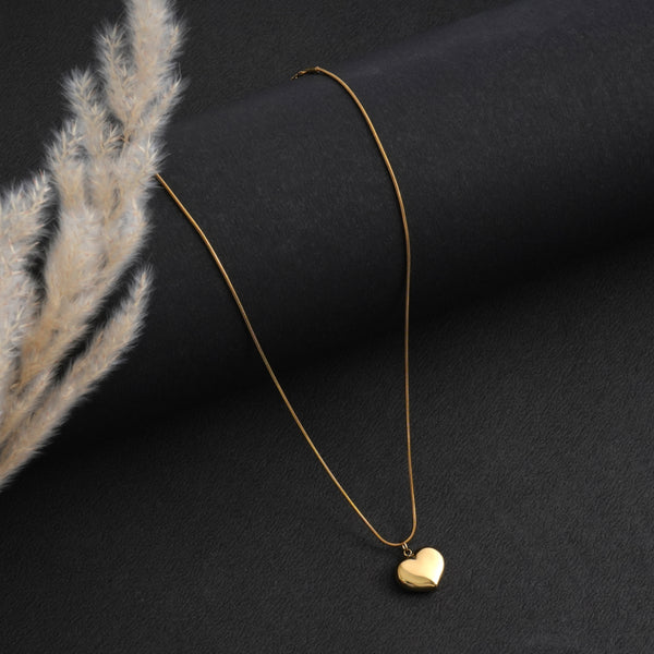 Rose Gold Heart Locket Pendant Chain Necklace