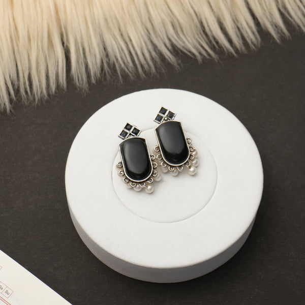 Black Ethnic Stud Tradittional Oxidized Earring