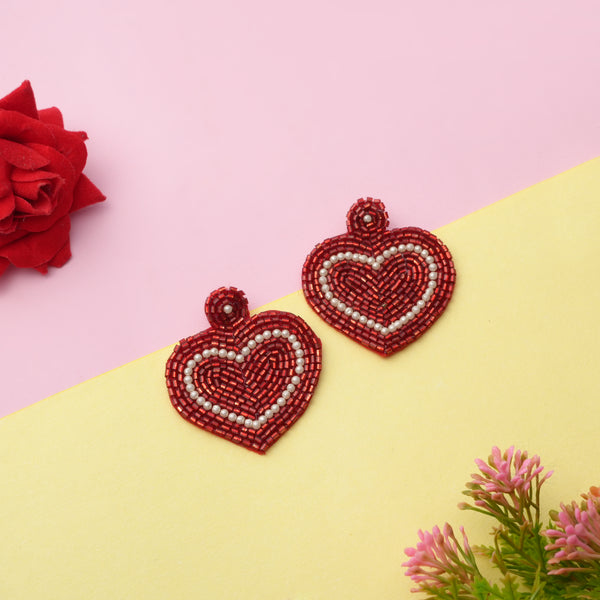 Sparky Red Heart Shape Earrings