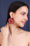 Sparky Red Heart Shape Earrings