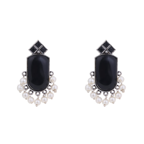 Black Ethnic Stud Tradittional Oxidized Earring