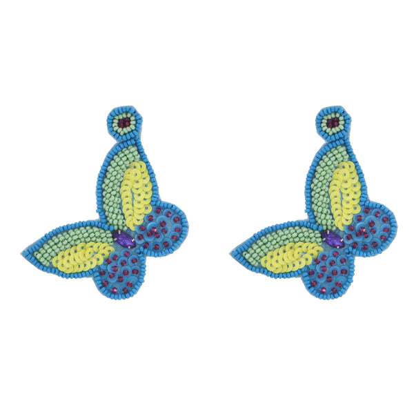 Multicolor Beads Hand Crafted Butterfly Earring