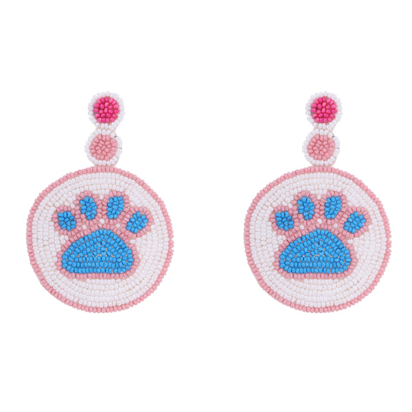 Multicolor Paw Shape Handmade Earrings