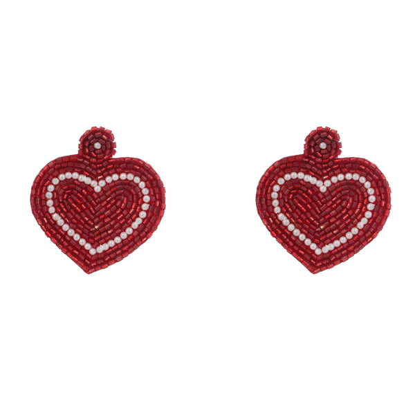 Sparky Red Heart Shape Earrings