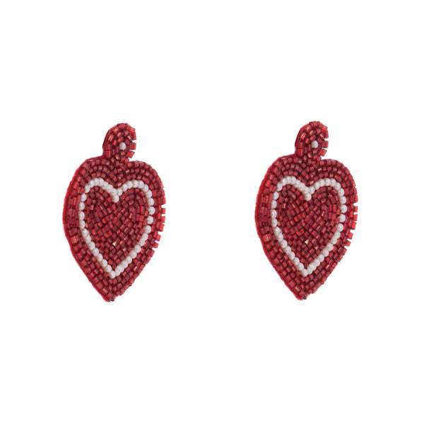 Sparky Red Heart Shape Earrings