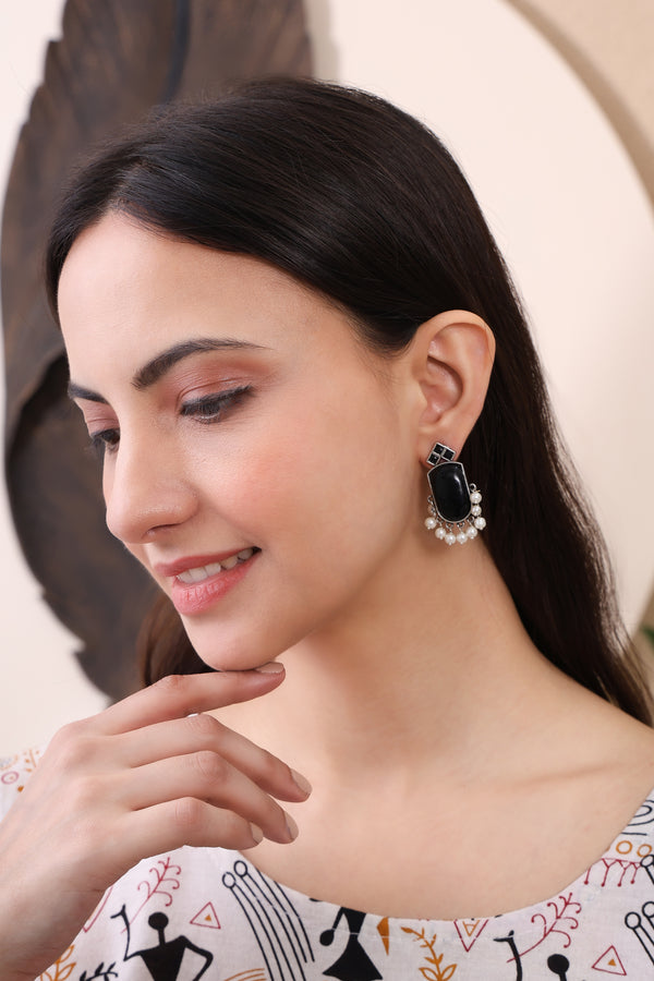 Black Ethnic Stud Tradittional Oxidized Earring